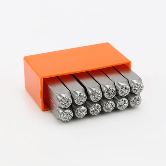 QIFULL 12Pcs Metal Punch Stamp DIY Leathercraft Stamping Tools for Artists and Crafters