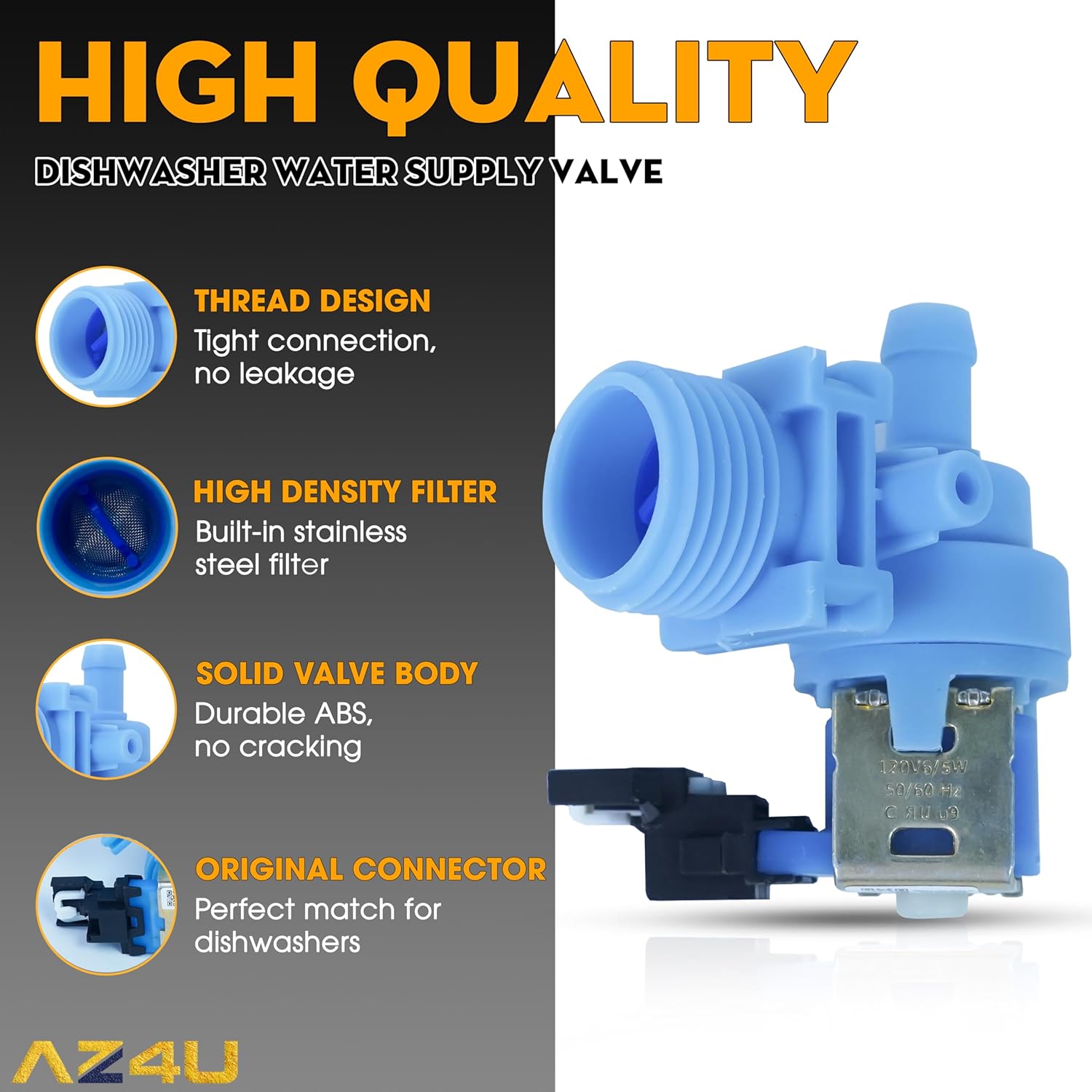 RVKXHD AZ4U Upgraded W11175771 W10327249 W10195047 W10327250 W10872255 W11130744 Dishwasher Water Inlet Valve Replacement For Whirlpool, KitchenAid, Maytag, Amana, Kenmore 665 662 Dishwasher