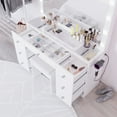 thumbnail image 5 of Ember Interiors Chantal White Makeup Vanity Set, 13-Bulb Mirror, USB/Outlet, 5 of 8