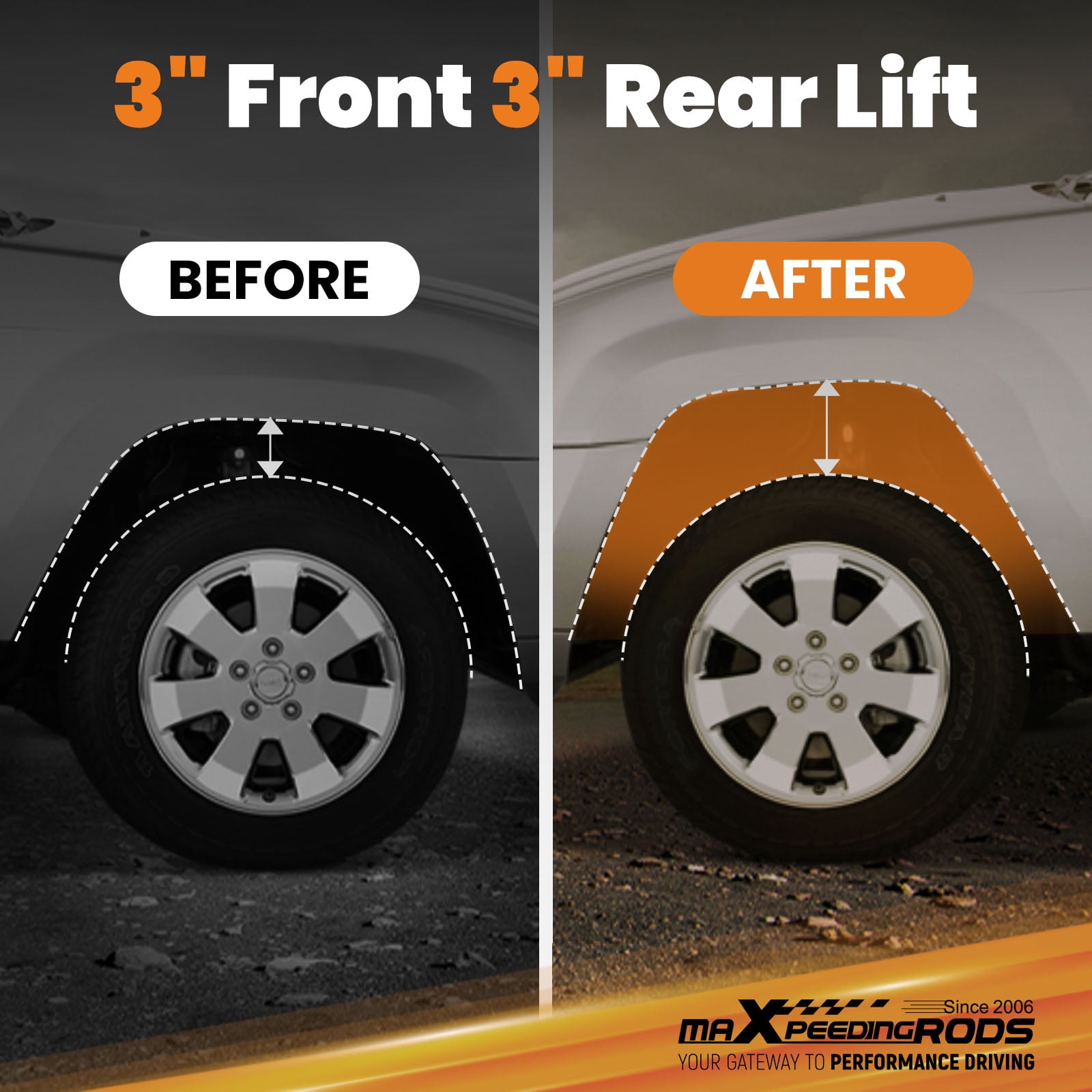 maXpeedingrods 3" Lift Kit for Jeep Grand Cherokee WK 2005-2010, Commander XK 2006-2010 2WD 4WD, Gray