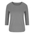 thumbnail image 4 of Womens Corduroy Tops Trendy 3/4 Sleeve Shirts Casual Crew Neck Loose Blouses Solid Rib Basic Tees, 4 of 6