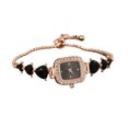 thumbnail image 1 of Reloj de pulsera de diamantes de imitación para mujer, reloj de pulsera analógico de cuarzo con esfera cuadrada pequeña, cadena de corazón de amor, reloj de vestir para mujer con correa ajustable, 1 of 8