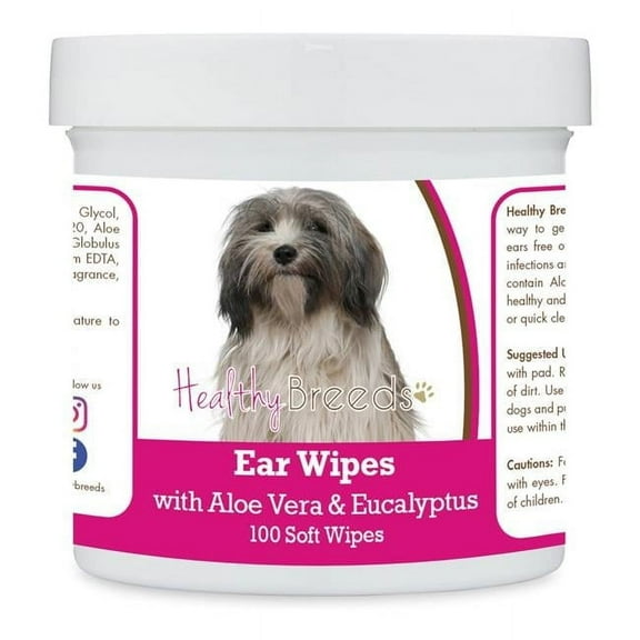 Healthy Breeds 192959824858 Tibetan Terrier Ear Cleaning Wipes with Aloe & Eucalyptus for Dogs - 100 Count
