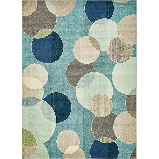 Unique Loom Seaside Chromatic Modern Polka Dot Area Rug or Runner
