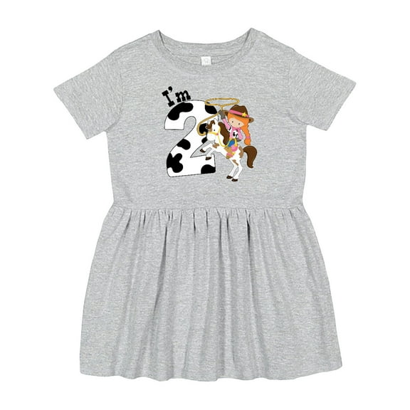 Inktastic I'm Two-cowgirl Riding Horse Birthday Girls Toddler Dress