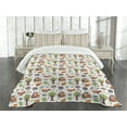 thumbnail image 3 of Ambesonne Forest Quilted Bedspread Set 3 Pcs, Doodle Woodland Animals, King Size, Multicolor, 3 of 5