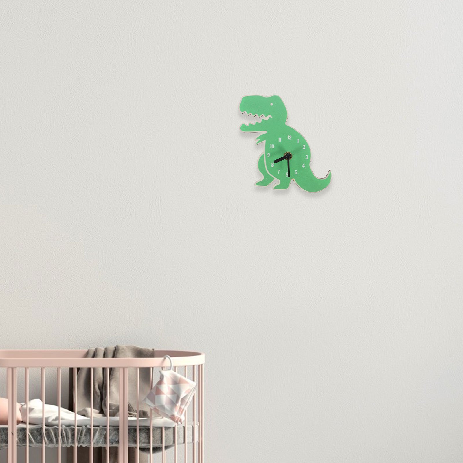 EXHUMKY Decorative Wall Hanging Clock Green Dinosaur for Office Bedroom Living Room