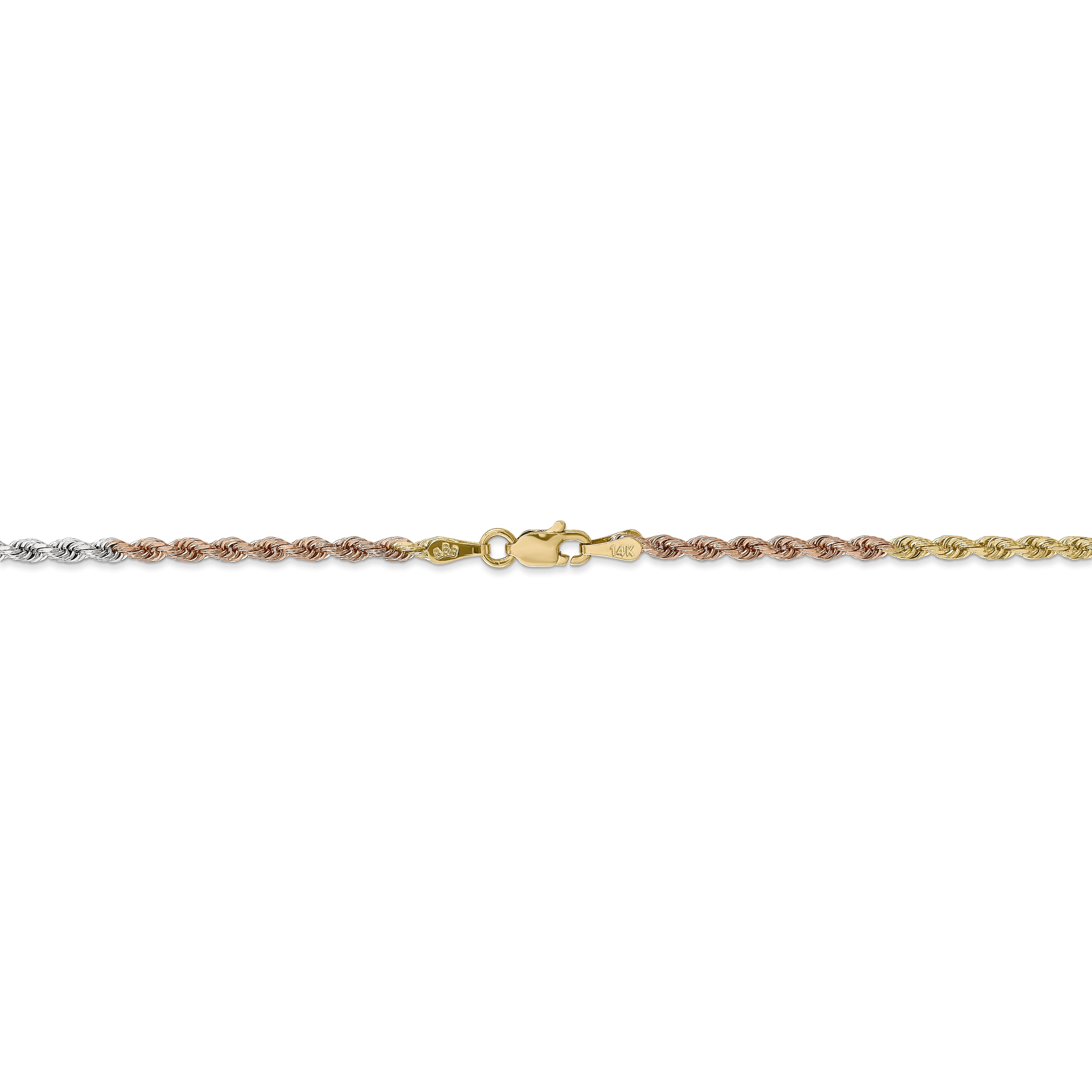 Gold 2.5mm Link Rope Chain Necklace 