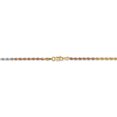 thumbnail image 4 of 14k Tri Colored 20 Inch 2.5mm Rope Chain Necklace Pendant Charm, 4 of 9