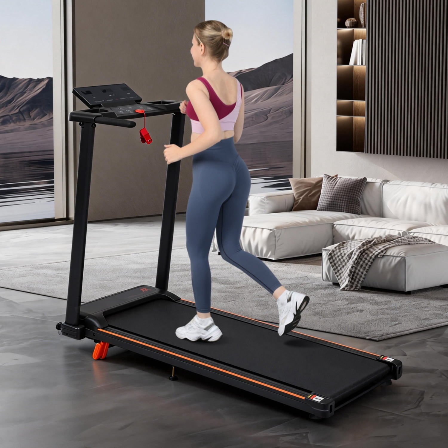 Foldable Treadmill with 8% Incline, 3.0HP Motor, 1–8 MPH Speed, 265 LBS Capacity, Portable Home Treadmill with Handle and Shock Absorption