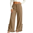 thumbnail image 5 of YHAJDS Women Straight Long Pants Loose Fit Drawstring Elastic Waist Casual Trousers, 5 of 6