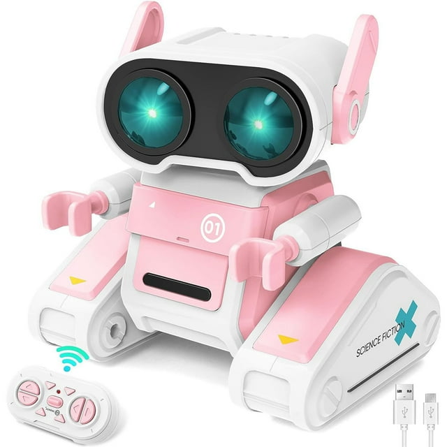 YANGHONGY Jouets de Robot Télécommandé Rechargeable, Cadeau Éducatif de Robot RC, Robot Télécommandé 2,4G Robot Interactif Intelligent, Lumière Changeante de Couleur et Musique