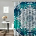 thumbnail image 2 of Chilfamy  Grey and Teal Shower Curtain, Mandala Ombre Geometry Occult Pattern with Flower Lines Display Artwork, Cloth Fabric Bathroom Decor Set with Hooks, Teal Grey White, 2 of 7