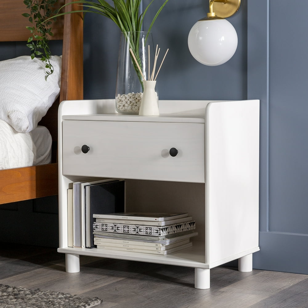 Manor Park Mid Century Modern Tray Top Nightstand, White