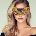 thumbnail image 5 of Unique Bargains 1 Pc Jazz Cloth-Wrapped Flat Head Half Face Party Mask for Masquerade Party Blue, 5 of 5