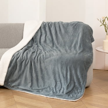 Maxkare Electric Throw Blanket 50" x 60" with 6 Heating Levels & 5 Timer Settings ETL Certification, Flannel & Sherpa, Gray & White