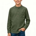 thumbnail image 6 of Hurxie Boys Linen Henley Shirt Long Sleeve Button Down Summer T-Shirt with Pocket Lightweight for Kids 11-12Years, 6 of 6