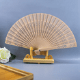 thumbnail image 5 of Fashion Wedding Hand Fragrant Party Carved Folding Fan Chinese Wooden Vintage Hollow Antiquity F, 5 of 5