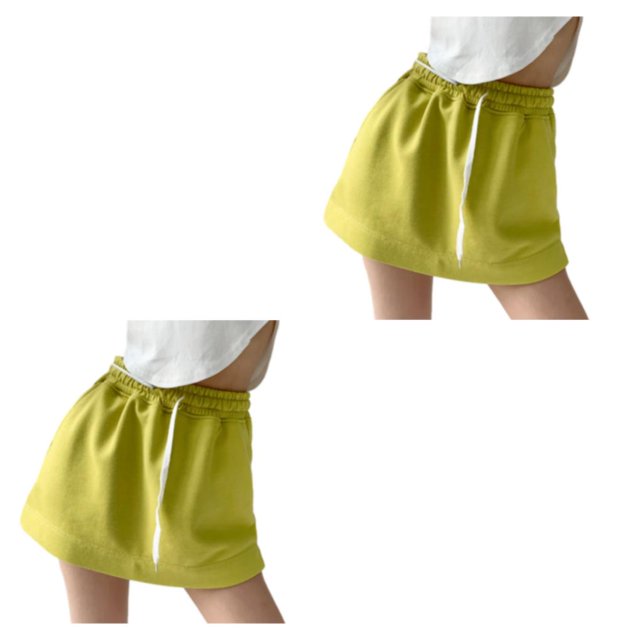 Pantalones Cortos para Mujer Sonducket Cordón Mini A-line Alta Verano Color Caramelo