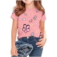 thumbnail image 1 of Mgmyaa Girl's Graphic Print T-Shirt Cartoon Pattern Short Sleeve Casual Tees for Kids, 1 of 6