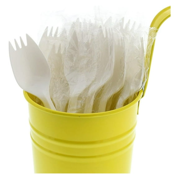 Medium Weight Polypropylene Sporks, White, Individually Wrapped, Case of 1000