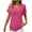 Hot Pink, variant on Kovlvoll Womens Tops V Neck Short Sleeve Shirts Summer Solid Color Casual Comfy Top with Pockets