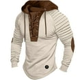 thumbnail image 2 of DODADAWANJ Mens Henley Hoodie Lace Up Color Block Casual Hoodies Big and Tall Elbow Padded Hooded Pullover for Travel Perform XXXL, 2 of 3