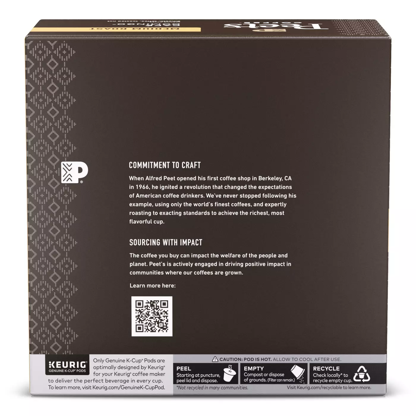 Peet's Coffee, Medium Roast K-Cup Pods for Keurig Brewers - Cafe Domingo 32 Count (1 Box of 32 K-Cup Pods)