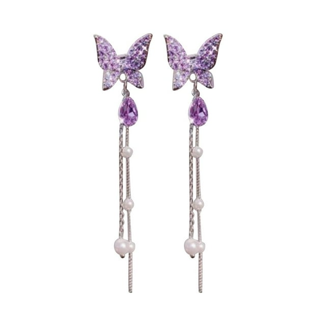 Pendientes de moda Xihbxyly con borlas largas y perlas llenas de diamantes