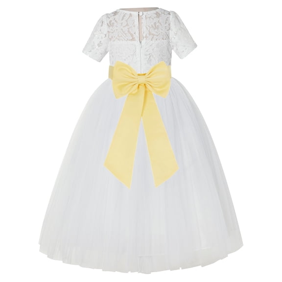 Ekidsbridal Ivory Floral Lace Vintage Flower Girl Dresses for Wedding Pageant Father Daughter Dance Recital Gown LG2T 4