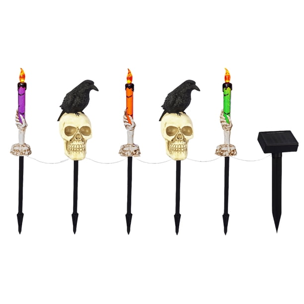 Candelabro Calavera Halloween Luces Solares Impermeables