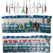 FREE FISHER Fishing Rigs Set 22pcs/Pack Nylon Line Rigs Fish Skin String Hooks with Beads Swivel Feather Hooks Luminous Shrimp Lures/Baits