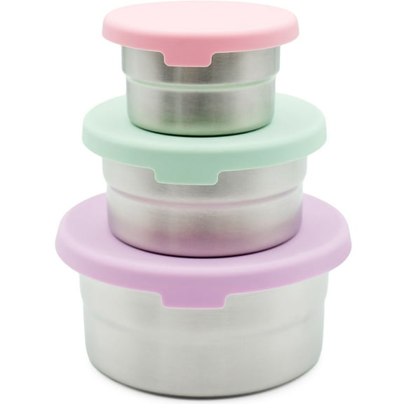 WeeSprout Stainless Steel Food Storage Containers, Leakproof Silicone Lids, BPA-Free - Set of 3