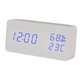 thumbnail image 3 of Reloj despertador LED Mesa de madera Humidómetro Termómetro Control de voz Temporizador de escritorio digital, Madera blanca Luz azul Advancent HA004025-06, 3 of 6