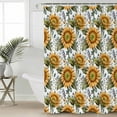 thumbnail image 4 of Shower Curtain, Farm Sunflower Leaves Seamless Waterproof Shower Curtain Set with Hooks for Bathroom Showers,Stalls and Bathtubs,72x72In Watercolor Plant on White, 4 of 9