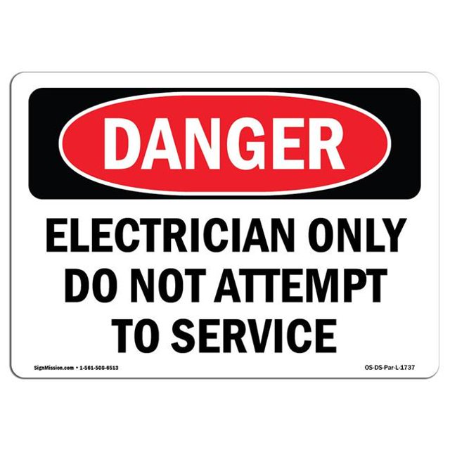 SignMission OS-DS-A-1218-L-1737 12 x 18 Po Signe de Danger OSHA - Électricien Seulement Ne Tente Pas de Service