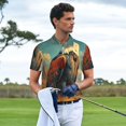 thumbnail image 3 of Rateoe Western Desert Cactus Bald Eagle Pattern Men's Short Sleeve Polo Shirts, Golf Polo Shirts Short Sleeve Performance Moisture Wicking Dry-X-Large, 3 of 6