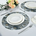 thumbnail image 4 of 15.4" Round Placemat Set of 1 Polyester Fabric Place Mats Non-Slip Dining Kitchen Table Mats for Kitchen Party Decor Silver Flowers Pattern, 4 of 5