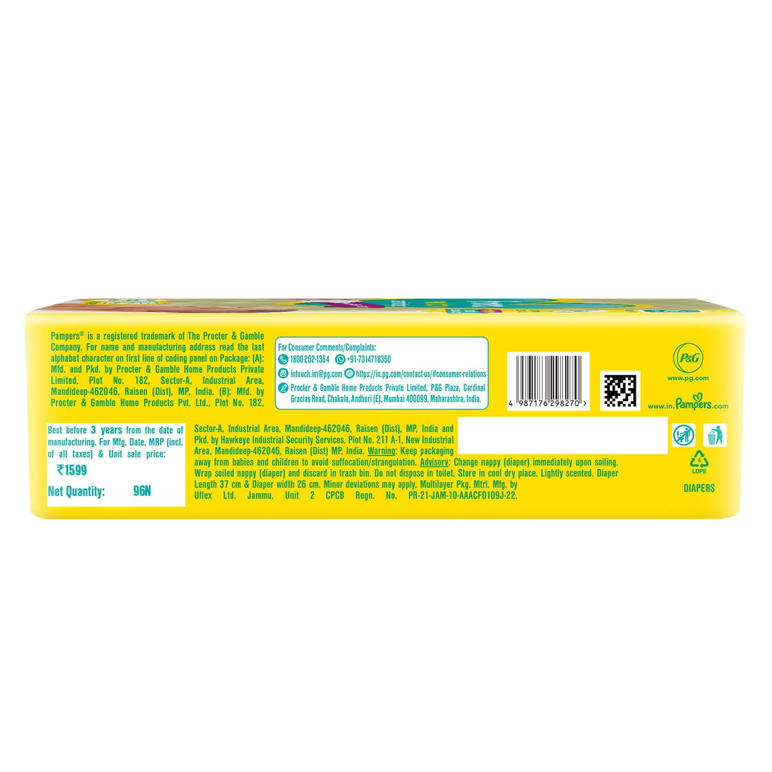 Pampers Active Baby New Born Diapers XS Size 96 Count