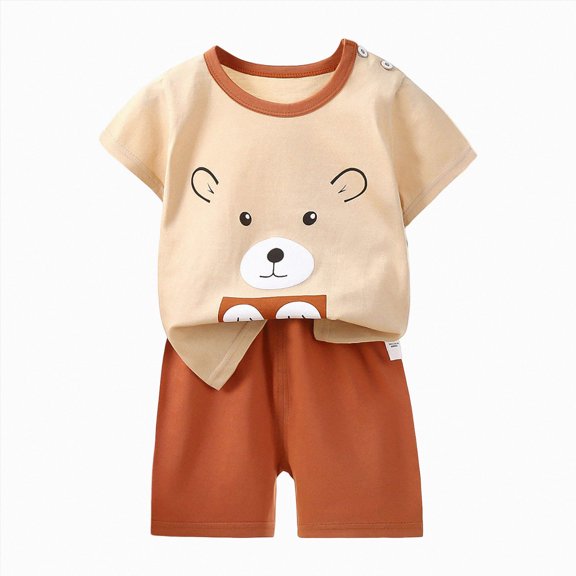 Xudanell Toddler 2-Piece Pajamas Short Sleeve Tops Shorts Summer PJ Set Kid Sleepwear Size 4-5 Years