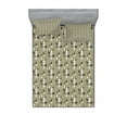 thumbnail image 2 of Ambesonne Floral Fitted Sheet & Pillow Sham Set, Curvy Garden Flowers, Twin, Khaki White Dark Brown, 2 of 3