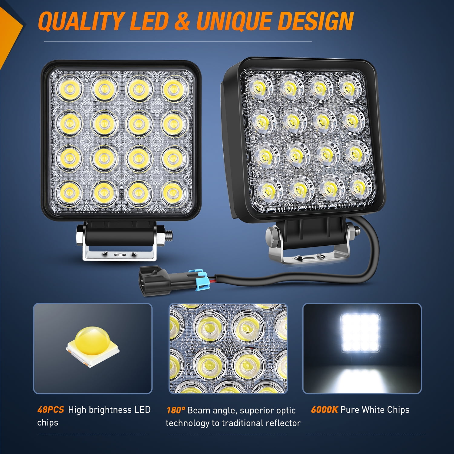 Nilight Ranger Backup Light 48W Flood Reverse Rear Lights LED Tractor Lights LED Pod Lights Plug N Play Kit Compatible with 2018-2024 Polaris Ranger 1000 XP/Ranger 1000 XP Crew