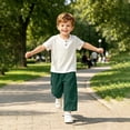 thumbnail image 2 of Rvasteizo Toddler Summer Outfits Solid Short Sleeve Top Wide Leg Pants 0-8 Years Unisex Kids Sport Set, 2 of 5
