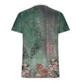 thumbnail image 4 of ICHUANYI Clearance Women's Summer Fashion Flower Print Short Sleeve Top T-shirt(Green, L) ICHUANYI WER2023080903438, 4 of 5