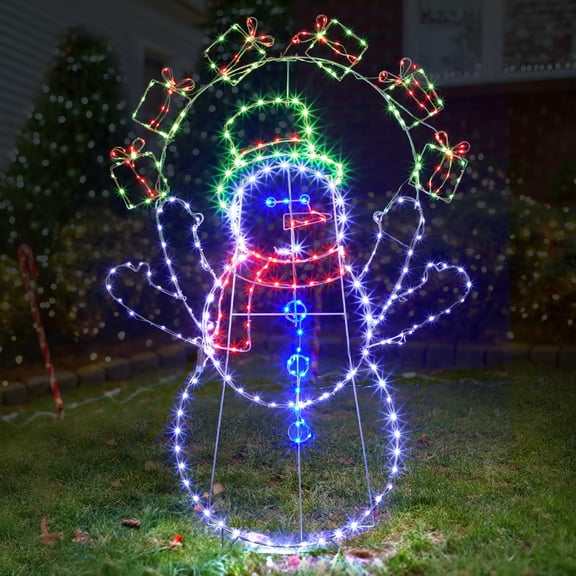 UBesGoo 5ft Lighted Snowman,2 Design Christmas Outdoor Decor Holiday Decoration