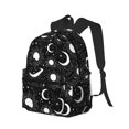 thumbnail image 2 of Daiia Crescent and Stars School Backpack for Men Women, Unisex Large Waterproof Bookbag Schoolbag Casual Daypack for High School/College/Teens/Travel/Work Black, 2 of 8