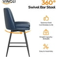 thumbnail image 4 of VINGLI 26" H Swivel Barstools Set of 2, PU Faux Leather Upholstered Counter Height Bar Stool with Back, Kitchen High Chairs with Cushion Square Seat, Metal Legs, White, 4 of 14