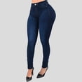 thumbnail image 3 of Gibobby Jeans dama cintura alta Pantalones vaqueros clásicos para mujer Pantalones de lápiz de mezclilla azul de cintura alta delgados ocasionales Pantalones(Azul oscuro,G), 3 of 5