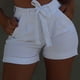thumbnail image 4 of Pantalones cortos de mezclilla para mujer Pantalones cortos ajustados Pantalones calientes de cintura alta Elástico lavado, Blanco, M Kearding AP1049-02B, 4 of 7