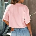 thumbnail image 4 of Women's Cropped Crew Neck T-Shirt Loose Fit Short Sleeve Casual Comfortable Soft Stretch Summer Top Tee, 4 of 6